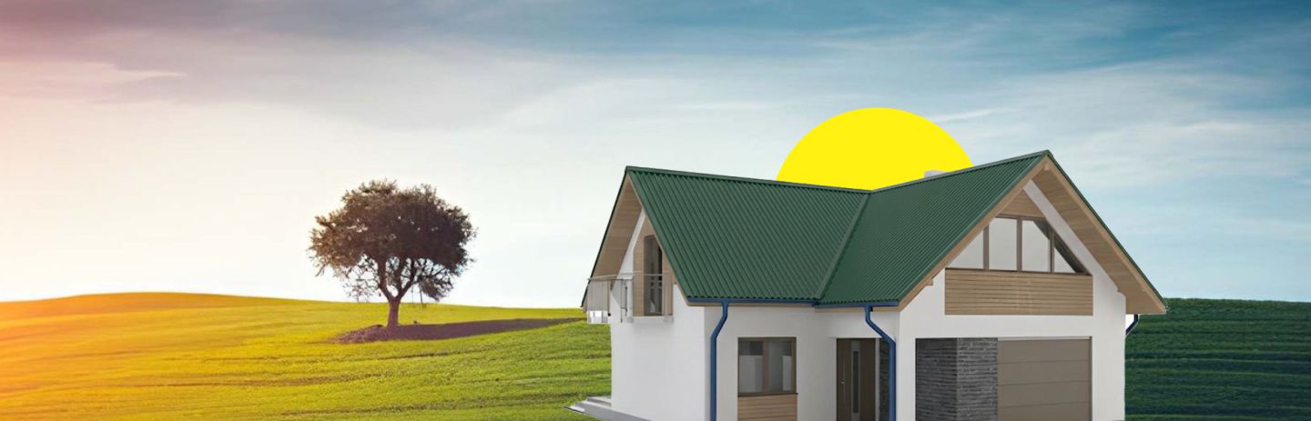 Corrugated roofing banner